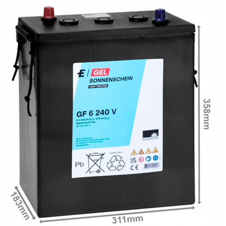 BATERIA SONNENSCHEIN GF 06 240V GEL ORYGINAŁ DO HAKO NILFISK TENNANT