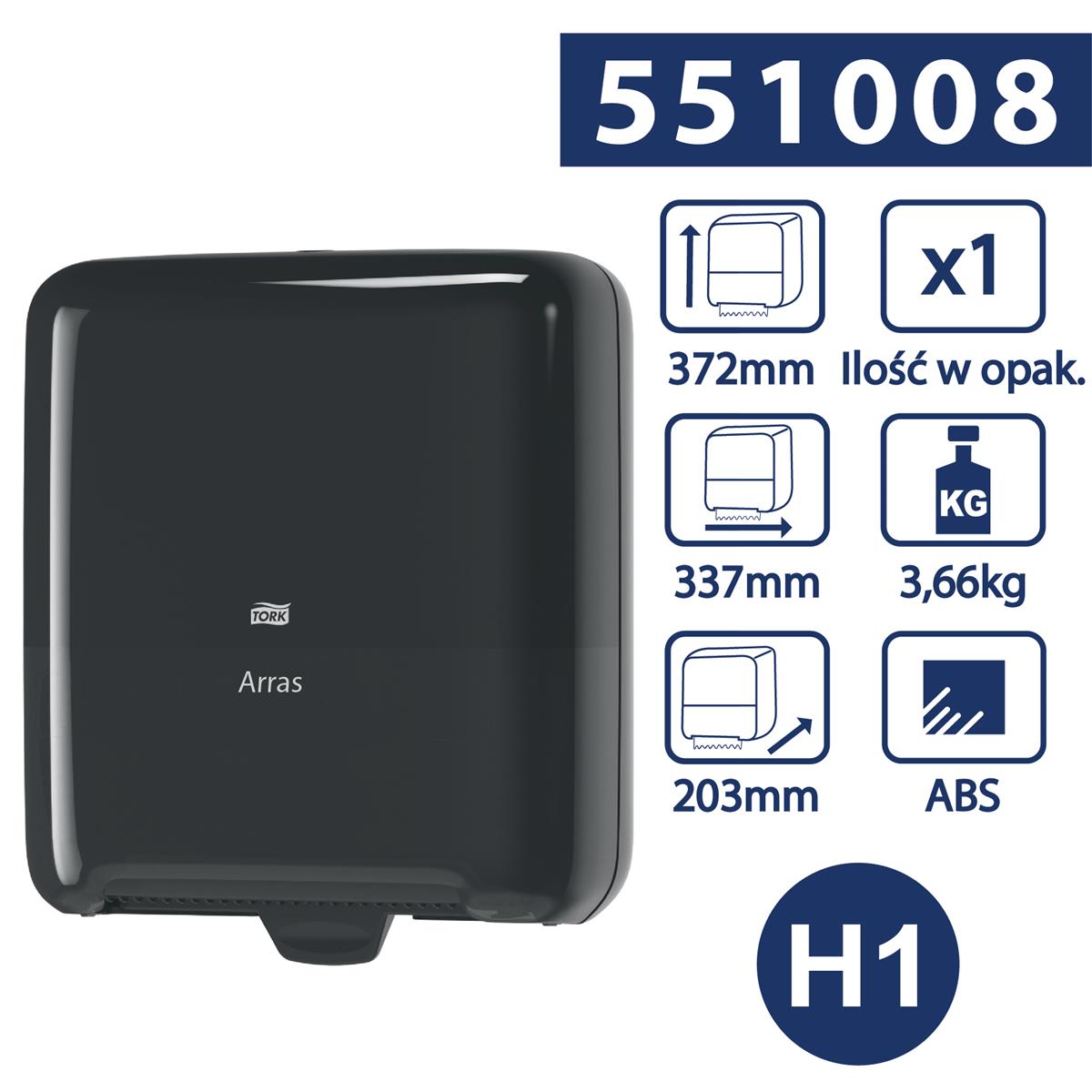 Tork Matic® H1 dozownik ręczników w roli Czarny o kodzie: 551008