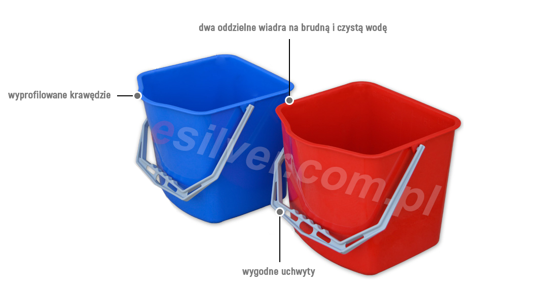Wózek do sprzątania 2x17 litrów z mopem płaskim 50 cm