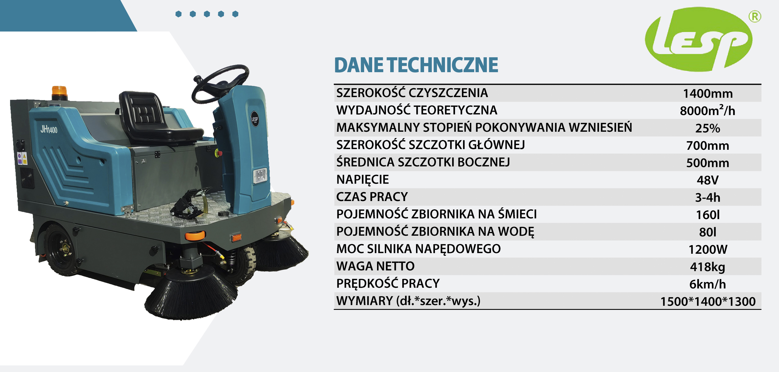 Zamiatarka samojezdna JH-1400